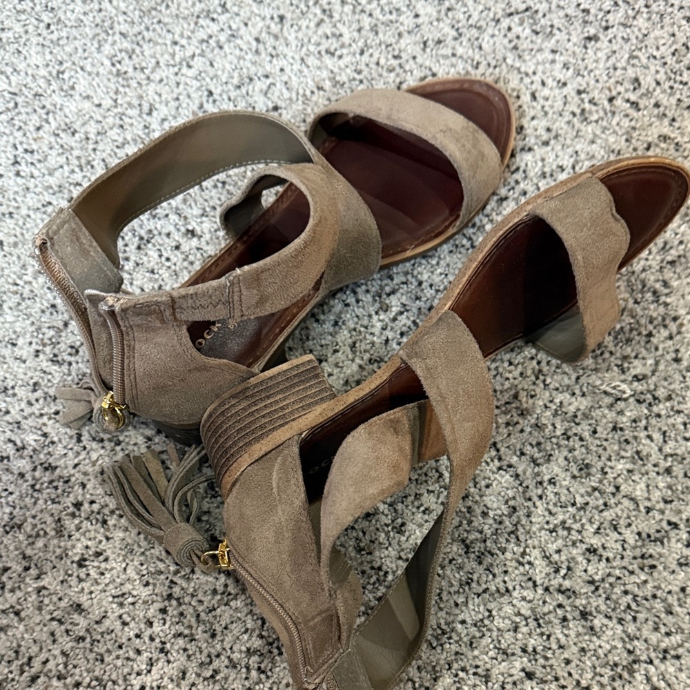 Women's Tan Suede Sandals Rock and Candy